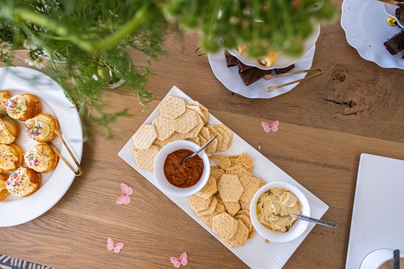 Guests enjoying catered pizza